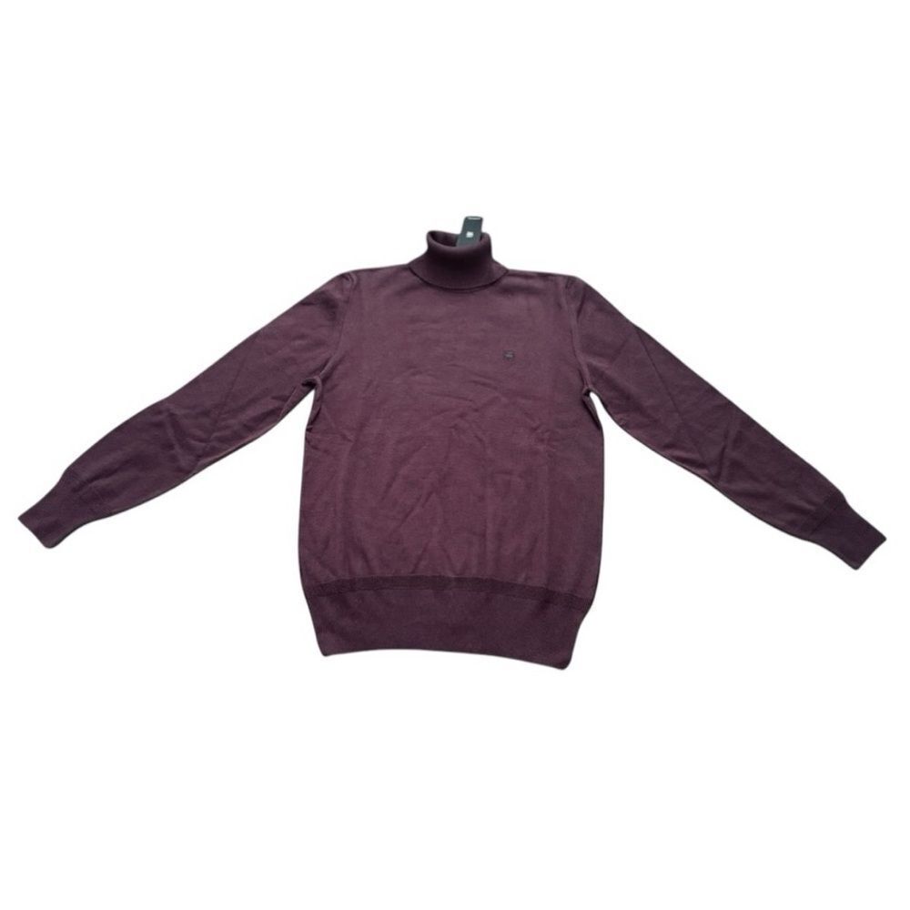 NWT G-Star RAW Premium Core Turtleneck Sweater Mens Medium Burgundy Cotton Knit